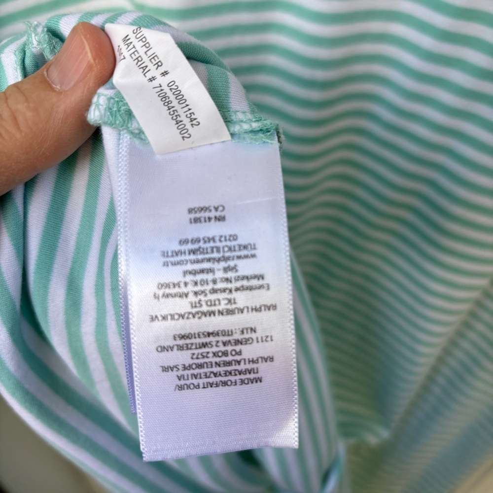 Polo Ralph Lauren Polo Shirt XL Green Striped Soft Cotton Casual Mens - Picture 5 of 7